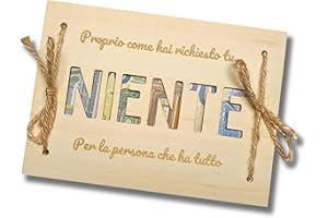 EQUIK PRODUCTS Regalo niente | Regalo scherzo, divertente | Regalo soldi, portasoldi, busta porta soldi in legno | Regalo festa papà, regalo compleanno originale | Il niente per chi ha già tutto (NIENTE)