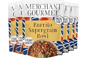 Merchant Gourmet Burrito Supergrain Bowl with Freekeh, Black Beans, Sweetcorn & Chipotle Chilli - Meal for One, High in Protein & Fibre, 7 Plant Varieties (6x 220g)