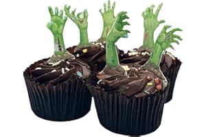 ORANGE TRADING DARTMOUTH LTD 20 Stand Up Halloween Zombie Hands Themed Edible Wafer Paper Cake Toppers Decorations