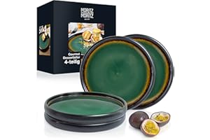 Moritz & Moritz SOLID 4 małe talerze kamionkowe, 21 cm, talerzyki deserowe, talerze do ciasta, talerze śniadaniowe, zestaw naczyń do serwowania