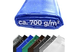 ‎FULCOLINE LKW Plane, 700 g Meterware PVC Plane, Abdeckplane,sehhochwertig, beidseitig lackiert, leicht abwaschbar, 100% Wasserdicht, hohe UV Beständigkeit, hohe reißfestigkeit (1,00 x 2,50 m, Blau)