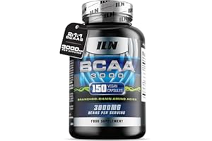 IRON LABS NUTRITION ILN – BCAA Capsules 3000mg – 2:1:1 Amino Acid Supplements (150 Capsules – 1 Month Supply) – Vegetarian BCAA Tablets