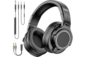 New bee Studio Monitor Headphones with 50mm Drivers, Dual Jacks (3.5mm/6.35mm) & 180° Rotatable Earcups for DJ/Recording/Podcast