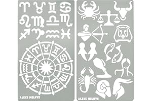 Aleks Melnyk No.29 Metal Journal Stencil, Zodiac Circle Symbols, Stainless Steel Stencil 2 PCS, Template for Wood Burning, Pyrography, Engraving, Astrology, Horoscope Wheel Chart, Bullet Journaling