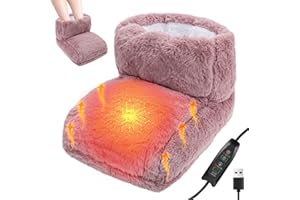 YIROCHAN Heated Foot Warmers - Furry USB Foot Warmer with Timer Settings & Adjustable Temperature, Electric Foot Warmer Heated Slippers for Women Men Winter Home Office Dormitory Keep Feet Warm (Pink)