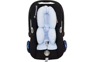 BORDA Y MÁS Cojín Reductor Universal Grupo 0 – Reversible – Silla de Coche – Silla de paseo - Color Estrellas Azul – Especial Invierno – Fabricado en Piqué - Handmade - Hecho en España