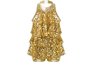 Choomomo Vestito da Danza Moderna Bambina Abito da Ballo Latino Jazz Senza Manica Abiti da Balletto Ballet Tinta Unita Ragazze Vestiti da Ballerina con Paillettes