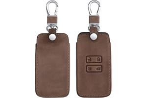 kwmobile Key Cover Compatible with Renault 4 Button Car Key Smart Key (only Keyless Go) - Faux Leather Car Key Fob Protector - Dark Brown