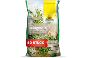Neudorff Azet Patyczki nawozowe do roślin zielonych, ekologiczne pałeczki nawozowe z mikoryzą dla silnie zielonych roślin o długotrwałym działaniu 4 miesiące, 40 sztuk