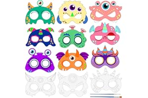 Landifor 24pcs Monster Colour-In Masks Kids DIY Monster Graffiti Blank Painting Mask for Monster Themed Party Carnival Masquerade Cosplay Dress Up Children To Make & Decorate