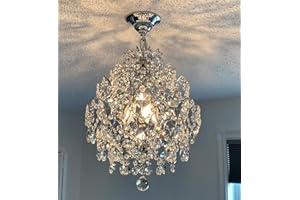 ‎A1A9 A1A9 Moderne Kristallleuchter Leuchte, 3 Licht Kristall Regentropfen Lampenschirme Deckenleuchte, Chrom Hängelampen für Esszimmer Schlafzimmer Wohnzimmer Eingang