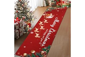 TUKDAK Christmas Runner Rug for Entryway, Xmas Long Hallway Non Slip Doormats, Washable Floor Carpet Area Rug, Floor Mat Hall Runners for Living Room Bedroom Laundry Kitchen