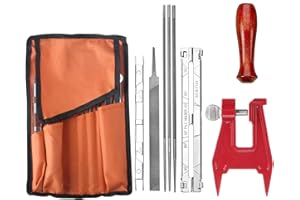 Kettensägen Schärffeilen Kit Universal Kompatibel mit Sti-hl Kettensäge mit 5/32" & 3/16" & 7/32" Dateien, Holzhandle, Tiefenmesser, Führer, Werkzeugtasche und Bankschraube von Poweka