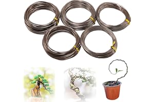 DZDSBB Drut bonsai DIY zestaw początkujący anodowany aluminium 1,0-3,0mm (50 metrów łącznie, 5 rozmiarów, brązowy)
