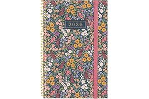 Finocam - Agenda Espiral 2026 Semana Vista Horizontal | Enero - Diciembre (12 meses) | Agenda Anual 2026 | Tapa de polipropileno Espiral Design Collection - Flora - Español