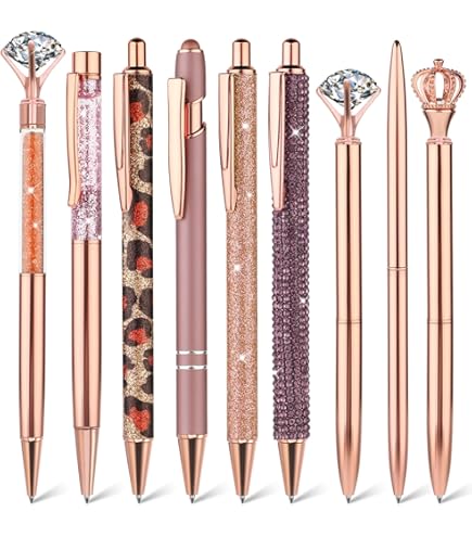 Penne A Sfera Glitterate - 6 Pezzi, Inchiostro Nero 1.0 Mm, Metallo, Design A Goccia D'Acqua - Foto 12