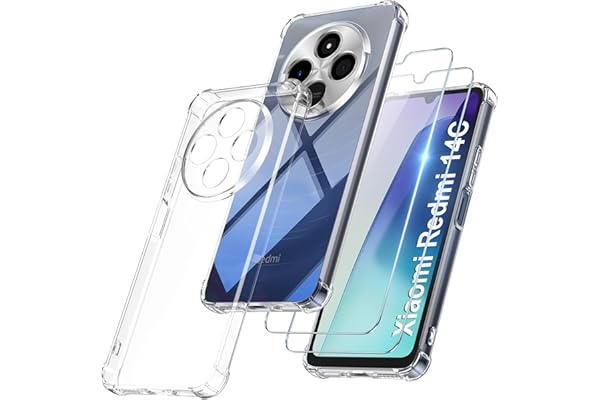 FLLAO 3 en 1 Funda para Xiaomi Redmi 14C/Xiaomi Poco C75 4G con 2 Protector Pantalla, [Almohadilla de Aire integrada] Antigolpes Antiarañazos TPU Suave Carcasa