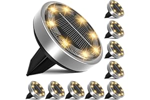 nipify Lampe Solaires Au Sol 10 Pièces, 8 LED Lumiere Solaire Extérieur Jardin, Étanche Spot Solaire Extérieur Encastrables pour Terrasse Allée Chemin Pelouse Piscine Escaliers Passerelle[Blanc Chaud]