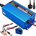 Unocho 24 Volt battery charger Smart Fully Automatic Battery Charger Maintainer Trickle Charger 5A car battery charger 3-pin XLR alligator connector with I/O switch(UK Plug)