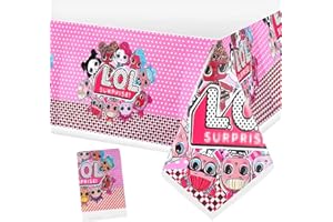 MIZT Tovaglie Plastica 108 X 180 cm LOLSurprise, Multicolore, Tovaglia Team lol, Copritavola in plastica in tema LOL Per feste di compleanni per bambini, scuola, feste, festival vari