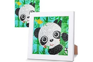 yosiio Diamond Painting Kinder, 5D DIY Diamond Painting Panda mit Holzrahmen für Kinder Mädchen Erwachsene, Diamant Bilder Arts Craft Kinder für Wohnzimmer Schlafzimmer Wand und Eingang Decor