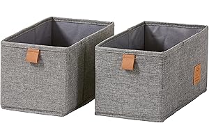 LOVE !T STORE !T LOVE IT STORE IT – Premium – Lot de 2 Boîtes de Rangement Tissu 15x30x15cm – Organisateur Tiroir Vêtement Pliable – Lin Gris – Pour Commode, Dressing, Sous-Vêtement