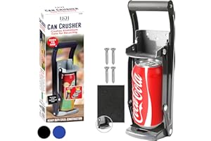 LKH HOME COLLECTION LKH Can Crusher & Bottle Opener - Soda Beer Can Crushers for Recycling, Wall Mounted with Soft Grip Handle, Built-in Tin Opener 2-in-1 Heavy Duty Tool for Bottles, Tins & More (Grey)
