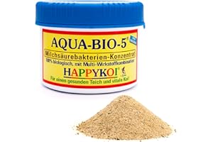 HAPPYKOI AQUA BIO 5 - Polvo de bacterias lácticas para estanques de koi, estanques y estanques de jardín, ayuda a la nitrificación, elimina algas y barro, protección total para koi y estanques (500 ml)
