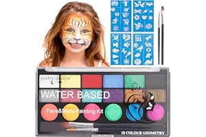 CIRULLI Set de Maquillage Enfant, Peinture Corporelle 18 Couleurs, Couleurs Lavables, Set de Maquillage Enfant à Base d'eau pour Maquillage Halloween, Maquillage Théâtre Enfant, Maquillage Noël