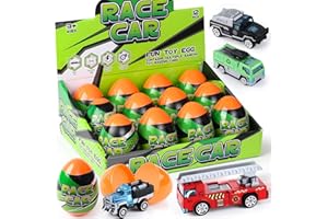 Auto Spielzeug Set Überraschungsei Stadtautos und Lastwagen Druckgussauto 12 Stück Spielzeugfahrzeug Blindboxen Überraschungsei Zurückziehen Fahrzeuge Ostern Geburtstag Geschenk für Kinder ab 3+ Jahre