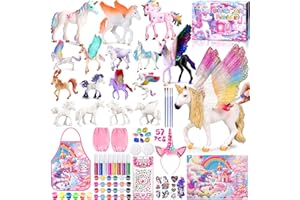 NEMMXUB Einhorn Geschenk für Mädchen Malset mit 17 Einhörnern Bastelset Kinder, Mädchen Spielzeug, Mädchen Geschenke Geburtstag, Weihnachten,Einhorn Spielzeug 4 5 6 7 8 9 10 Jahre