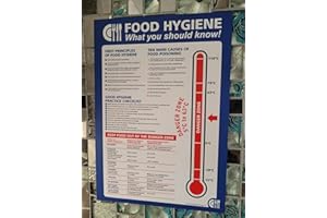 DAVE CHARLES DESIGNS Food hygiene poster A4 (297mm x 210mm) what you need to know temperature Posters. 400g Laminated kitchen Signs Health and safety poster. Food safety temperature sign