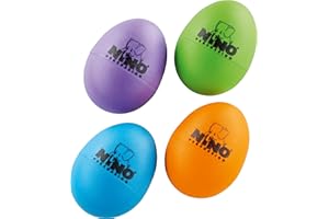 Nino Percussion Egg Shaker Assortment - 4 Uova a Sonagli per Bambini dai 3 Anni - Strumento Musicale - Idea Regalo - Plastica, Multicolore (NINOSET540-2)