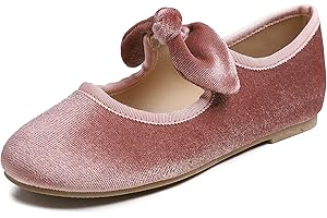 Feversole Strap Bow Girls Cute Dress,Ragazze Mary Jane Strap Scarpe Basse Ballerine da Principessa Scarpe da Scuola Piatte