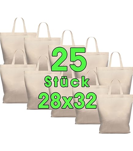 ELES VIDA Katoenen Tas met Lange Hengsels, Onbedrukt, Oeko-Tex® Stoffen Boodschappentas, Jute - Naturel | 22 x 26 cm, 100 Stuks