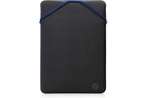 HP Custodia Protettiva Reversibile per Laptop Portatili fino a 15,6 Pollici, Profilo Sottile e Senza Cerniera, Tessuto in Neoprene Disinfettabile e Lavabile in Lavatrice, Colore Nero/Blu