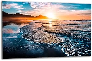 TMK ARTDEKO TMK, piastra di copertura per fornelli, 80 x 52 cm, 1 pezzo, copertura per piano cottura a induzione, paraschizzi in vetro, tagliere decorativo, motivo mare sole