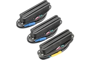 Musiclily Pro ST-DPHA Alnico 5 Rail Blade Set Micros Humbucker Format Simple Bobinage Manche Milieu Chevalet Super Distortion pour Guitare électrique Style Strat, Corps Noir Rail Noir