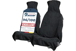 Upgrade4cars 2 x Terry Cloth Car Seat Protector for Front Seats, Driver's Seat Protective Cover Made of Cotton in Black, Towel Car Seat Cover for Sports, Work, Summer and Winter, A2-2