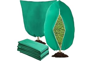 ENIPATE 2 Packs Plant Fleece Frost Protection-120x180cm 80gms, Non-Woven Winter Garden Cloth Blanket With Zip Drawstring, Warming Jacket Plant Covers for Tree Potted Shrub from Cold Wind, Frost, Insects
