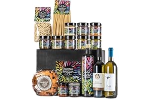 CUVEA Cesto Gastronomico Natalizio Riviera con Prodotti Tipici Liguri della nostra azienda agricola - Cesto Regalo con 16 prelibatezze