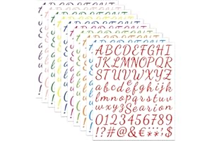 LOREC 1008 Pieces 12 Sheets Self Adhesive Vinyl Letter Stickers for Scrapbooking Alphabet Number Stickers Small Vinyl Letters Numbers Kit for DIY Art Craft, Scrapbook, Greeting Cards, Envelope,12 Colors