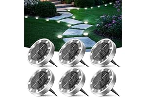 Peasur 6 Pack Solar Lights Outdoor Garden, Solar Ground Light, Waterproof Disk Lights for Pathway, Patio, Yard, Lawn, Landscape (Cool White)