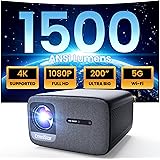 OmniStar L80 Proiettore Full HD, 1500 ANSI Lumens Videoproiettore 1080P Nativo, Proiettore WiFi Bluetooth Supporta 4K, Auto F