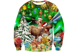 ALISISTER Unisex Ugly Christmas Jumper 3D Impreso Navidad Jersey Sudadera Divertida Suéter de Manga Larga Camiseta S-3XL