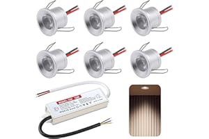 DYKUWEY Spot LED Encastrable 2W,12V Spots Plafond,IP65 Spot Salle de Bain,mini spot Led Extra Plat 19mm,Trou Φ25-28mm spot encastrable pour Cuisine Salon Carport,Lot de 6(Argenté Blanc Naturel 4000k)