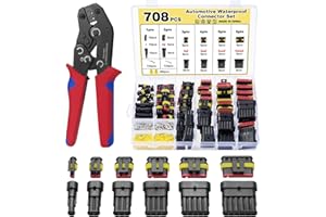 Mynoozi 708 Stück Auto Wasserdichter Steckverbinder, Wasserdichte Kabel Steckverbinder, KFZ Stecker 1/2/3/4/5/6 Polig, Wasserdicht Schnellverbinder für Motorrad Scooter LKW Boote