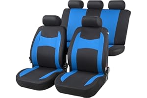Walser Fairmont Universal Car Seat Covers Set – Full Set, 2 Front & 1 Rear Seat Covers, Black/Blue, Premium Upholstery Protection