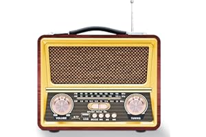 Retro Radio Bluetooth 5.0, Sentasi Nostalgie Radio mit 1200mAh Wiederaufladbare Batterie, Am SW FM Vintage Radio Unterstützt USB/TF, Küchenradio Retrofür Büro Zuhause