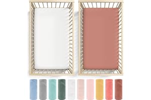 Bunnyjik 2 x Cot Bed Sheets 140 x 70 Fitted 100% Pure Cotton 70x140 Cot Bed Sheets - Quality Combed Jersey Cot Sheets 140 x 70 Fitted Cotton - 20cm Extra Deep Cot Bed Fitted Sheet/White + Terracotta